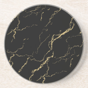 Sharp Black en Gold Marble Zandsteen Onderzetter