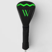 Sharp Black met Lime Green Zigzag Initiaal Golfheadcover (Voorkant)