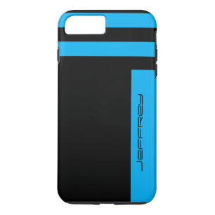 Sharp Blue & Black Minimalist met naam robuust Case-Mate iPhone Case
