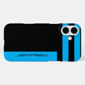 Sharp Blue Black Minimalist Stripe, naam, eenvoudi Case-Mate iPhone Case (Achterkant (horizontaal))