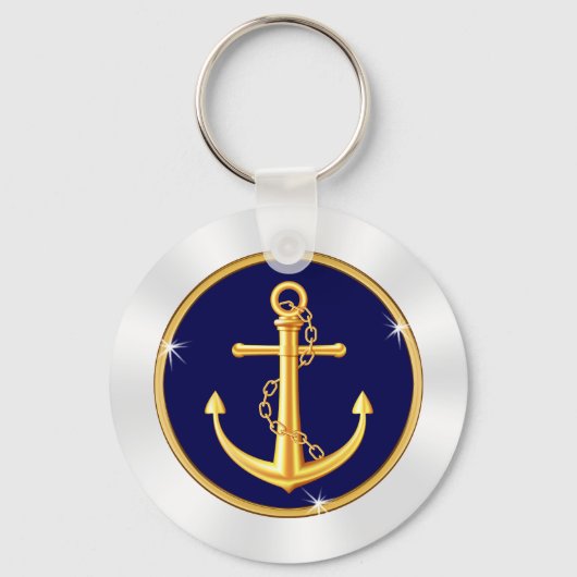 Sharp Blue, White en Gold Anchor Sleutelhanger BUL (Voorkant)