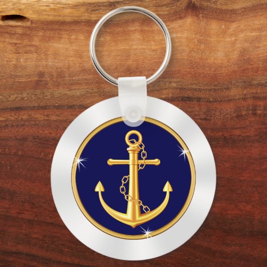 Sharp Blue, White en Gold Anchor Sleutelhanger BUL (Voorkant)