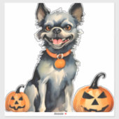 Sharp Dog Guards Halloween Pumpkins Premium Sticker (Vel)