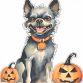 Sharp Dog Guards Halloween Pumpkins Premium Sticker (Voorkant)