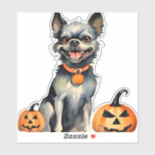 Sharp Dog Guards Halloween Pumpkins Premium Sticker (Vel)