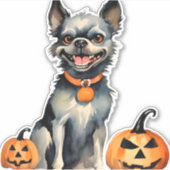 Sharp Dog Guards Halloween Pumpkins Premium Sticker (Voorkant)