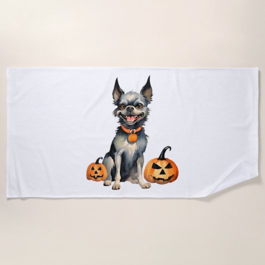 Sharp Dog Guards Halloween Pumpkins Premium Strandlaken (Voorkant)