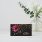 Sharp Gold Confetti en hot-roze Lips Visitekaartje (Staand voorkant)
