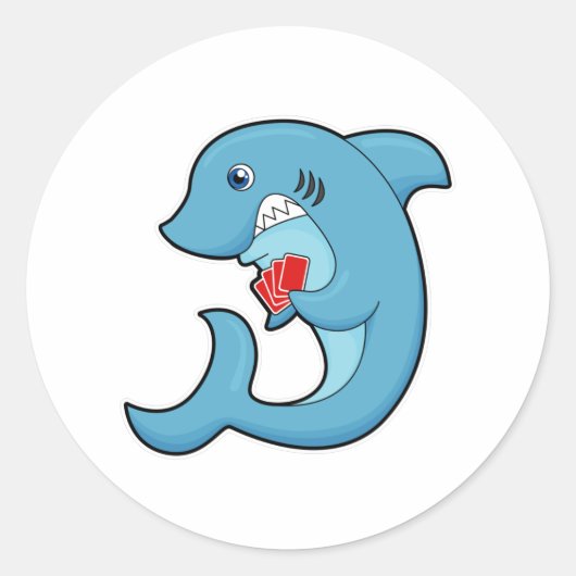 Sharp in Poker met Poker-kaarten Ronde Sticker (Voorkant)