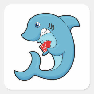 Sharp in Poker met Poker-kaarten Vierkante Sticker