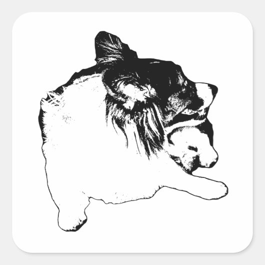 Sharp-Line Corgi Vierkante Sticker (Voorkant)