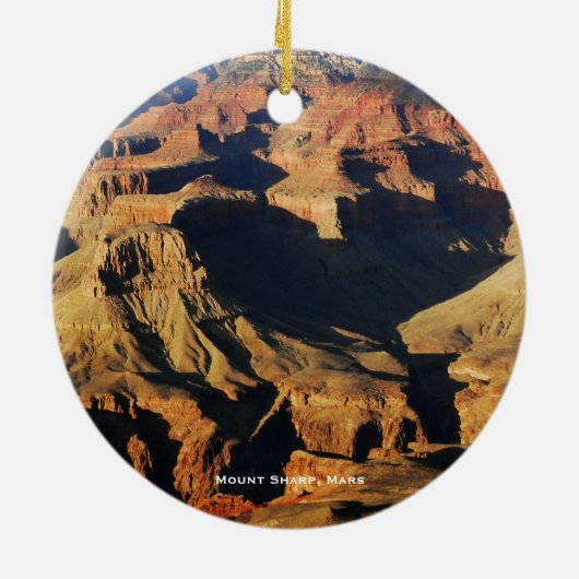 Sharp monteren op planetsmarsfoto met kerstmis keramisch ornament (Achterkant)