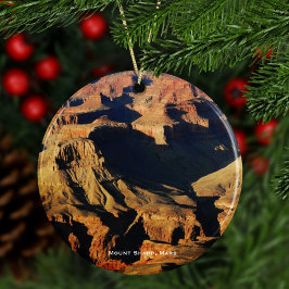 Sharp monteren op planetsmarsfoto met kerstmis keramisch ornament