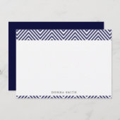 Sharp Navy Chevron Flat Note-kaarten Notitiekaartje (Voorkant / Achterkant)
