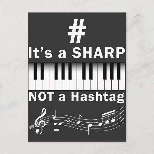 Sharp not Hashtag Piano Player Musician Keyboard Briefkaart (Voorkant)