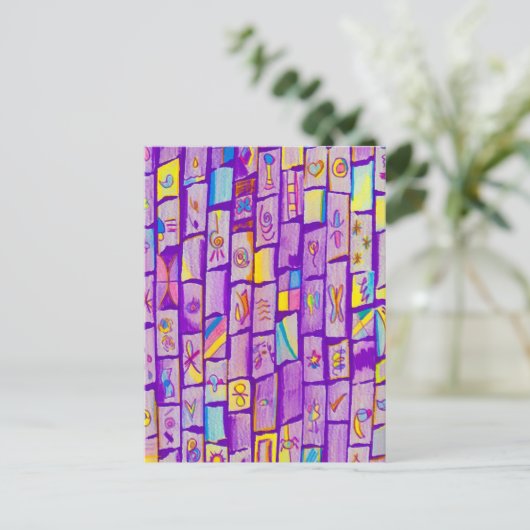 Sharp Paarse Bricks Wenskaart Briefkaart (Staand voorkant)