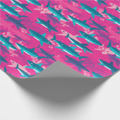 Sharp print - cyaan en hot-roze cadeaupapier (Hoek)