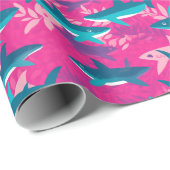 Sharp print - cyaan en hot-roze cadeaupapier (Rol Hoek)