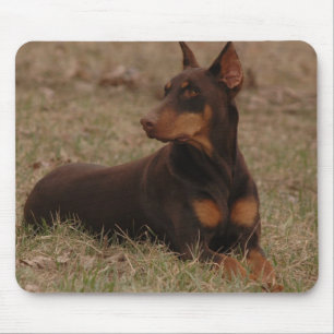 Sharp Red en Rust Vrouw Doberman Pinscher Muismat