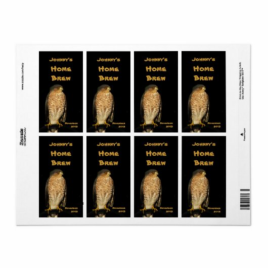 Sharp Shinned Hawk Beer Label (Full Sheet)