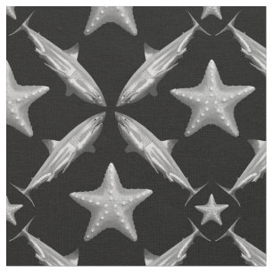 Sharp Starfish Ocean Life Nautical Coastal Black Stof