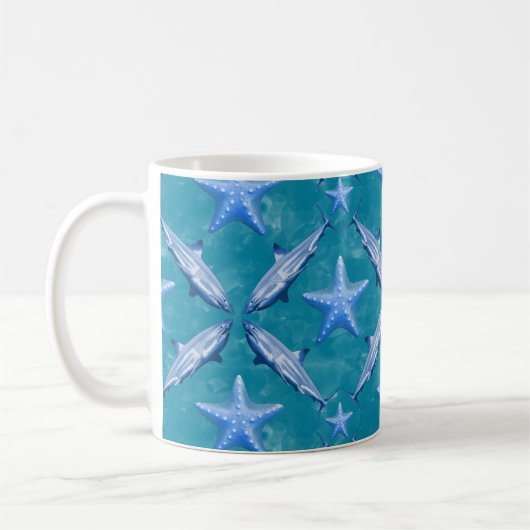 Sharp Starfish Ocean Life Nautical Coastal Blue Koffiemok (Links)