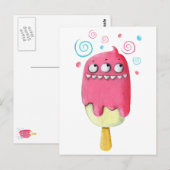 Sharp Teeth Monster Ice Cream Popsiche Briefkaart (Voorkant / Achterkant)