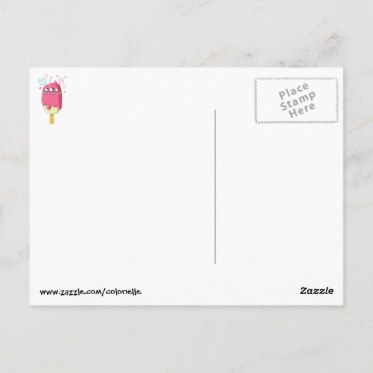 Sharp Teeth Monster Ice Cream Popsiche Briefkaart (Achterkant)