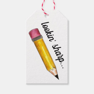 Sharp Yellow #2 potcil School Schrijven Cadeaulabel