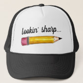 Sharp Yellow #2 potcil School Schrijven Trucker Pet (Voorkant)