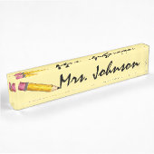 Sharp Yellow Pencil School Engels leraar schrijven Naambordje