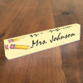 Sharp Yellow Pencil School Engels leraar schrijven Naambordje (Zijkant)