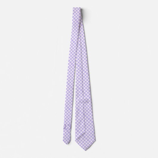 Sharp zien Lavender Gingham Pattern Monogram Stropdas (Achterkant)