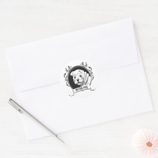 SHARPEI (2) RONDE STICKER (Envelop)