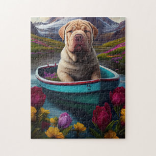 Sharpei aan een peddel: een landschappelijk avontu legpuzzel