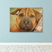 Sharpei-Beagle Puppy Canvas Afdruk (Insitu (Houten vloer))