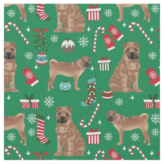 sharpei dog kerstvakantie stof (Close Up)