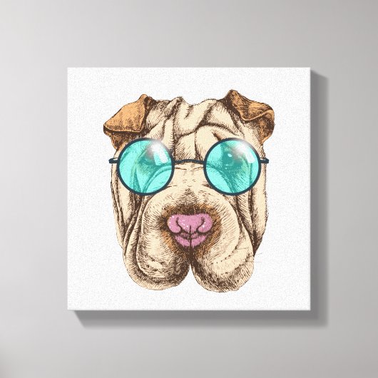 Sharpei in zonnebrillen canvas afdruk (Voorkant)