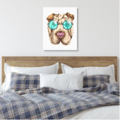 Sharpei in zonnebrillen canvas afdruk (Insitu (Slaapkamer))