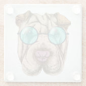 Sharpei in zonnebrillen glazen onderzetter (Achterkant)