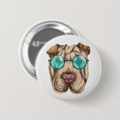 Sharpei in zonnebrillen ronde button 5,7 cm (Voorkant /achterkant)