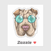 Sharpei in zonnebrillen sticker (Vel)