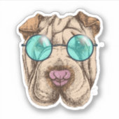 Sharpei in zonnebrillen sticker (Voorkant)