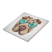 Sharpei in zonnebrillen tegeltje (Zijkant)