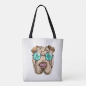 Sharpei in zonnebrillen tote bag (Achterkant)