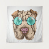 Sharpei in zonnebrillen wandkleed (Voorkant)