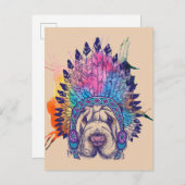 Sharpei Native American Indian Chief Briefkaart (Voorkant / Achterkant)