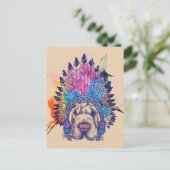 Sharpei Native American Indian Chief Briefkaart (Staand voorkant)