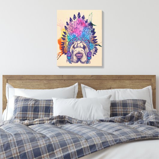 Sharpei Native American Indian Chief Canvas Afdruk (Insitu (Slaapkamer))