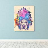 Sharpei Native American Indian Chief Canvas Afdruk (Insitu (Houten vloer))